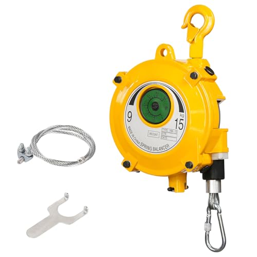 QFhuahang Heavy Duty Spring Balancer 9-15kg (20~33lbs), Tool Hanging Retractor, Retractable Balancer with 1.9m Adjustable Tension Steel Wire Cable, Industrial Tool Hanging Holding Equipment