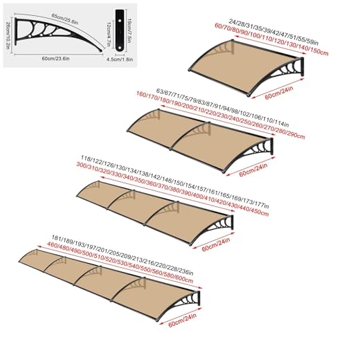 Toldo para puerta exterior de entrada con protección UV y tejadillo impermeable marrón 6