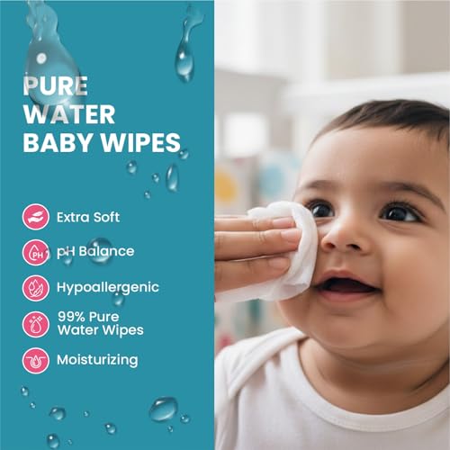 Image of Baby Wet Wipes with Lid - 328 Wipes (82 x 4 Packs) | Fragrance-Free, Alcohol-Free & Hypoallergenic | Extra Thick, Moisturizing & Gentle on Sensitive Baby Skin