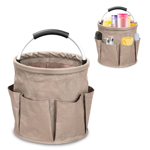 バケツツールバッグ 工具収納用ケース 大容量 ツールバケット 折りたたみ式 多機能ポケット付き ガーデンツール 庭仕事 道具入れ 工具袋 防水 耐久 オーガナイザー ガーデンバッグ Cleaning Bucket (ダークグレー)
