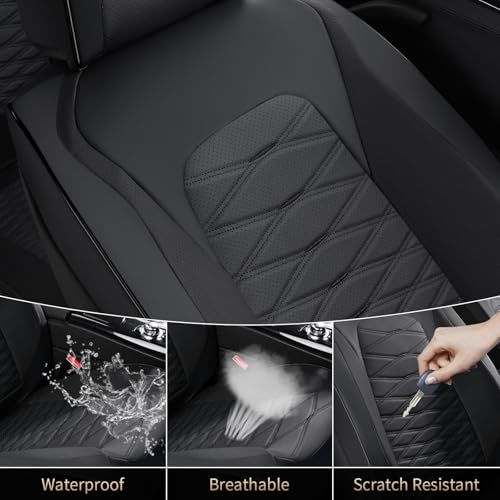Image of FLORICH Car Seat Covers Front Seat, Leather Seat Covers for Cars, Waterproof Car Seat Protector Breathable, Front Seat Covers for Cars, Automotive Seat Covers Universal Fit for Most Cars SUV Truck