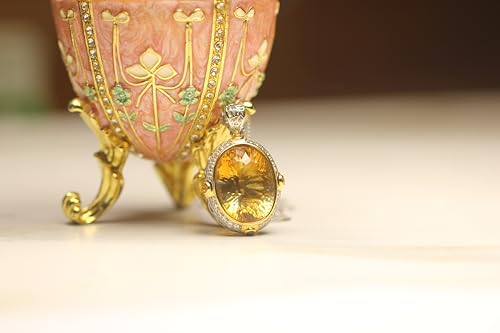 15 * 20mm Oval Amethyst or Citrine Pendant Necklace - Unique Avant-Garde Design, S925 Sterling Silver with 18K Gold Plated Amethyst Pendant, 17.7-19.68 inch Adjustable Delicate Collarbone Chain.2