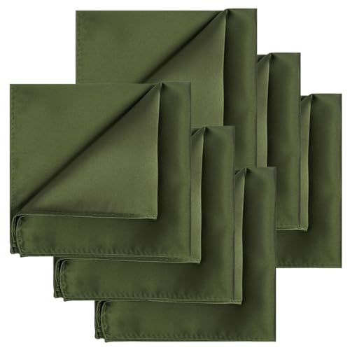 Image of KissTies 6PCS Satin Pocket Square Plain Color Handkerchief Gift Set