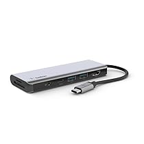 Belkin Hub multiporta 7 in 1 USB-C (con HDMI 4K, USB-C, 2 x USB-A, audio da 3,5 mm e slot SD 3.0 e Micro-SD 3.0, per MacBook Pro, MacBook Air, iPad Pro, XPS e altri)