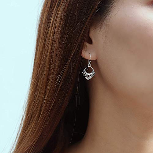 Boma Jewelry Sterling Silver Bali Style Boho Flower Open Circle Matte Dangle Earrings3