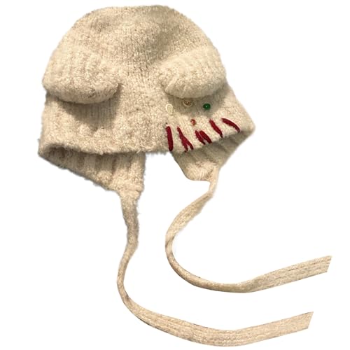 Bonnet d'ours blanc chaud avec oreilles en peluche d'hiver casquette en fourrure dessin animé unie