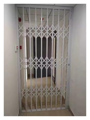 Rejas para Ventanas Exteriores Protectores de Puerta de Entrada para Perros/niños, con Cerradura Aluminio Puerta antirrobo Plegable y corrediza Valla de Seguridad(White,W120 x H180cm)