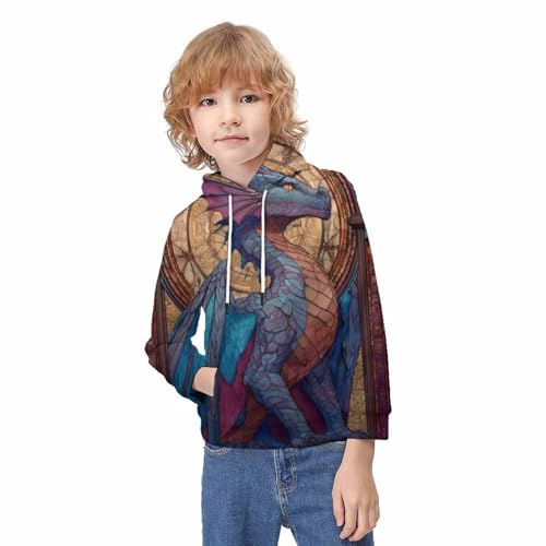 Sweat dragon 3D effet vitrail pull imprimé original enfant