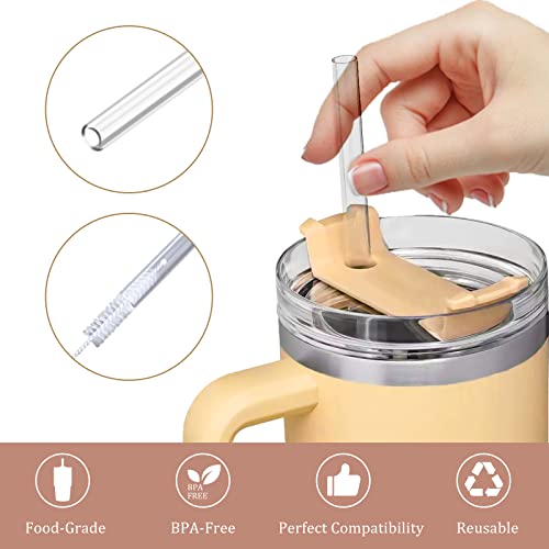 Image of Replacement Straws for Stanley 40 oz and 30 oz Tumblers,6 Pack Reusable Straws with Cleaning Brush,12 Inch Long,Plastic,Clear, Stanley Cup Accessories