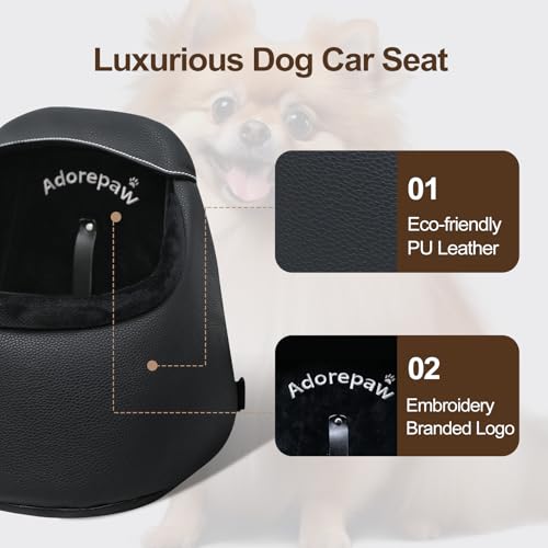 Image of Small Dog Car Seat Under 13lbs - Luxury PU Leather Dog Booster Car Seats for Small Dogs with Removable Inner, Can be Used as Pets Carrier Bag