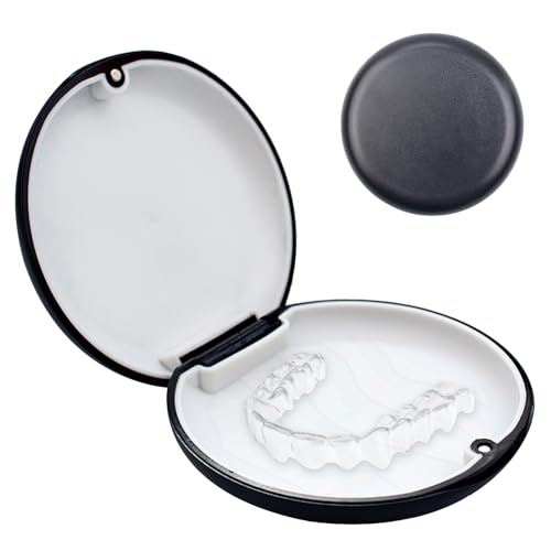 1 Stück zahnspangendose,Gebissdose,zahnprothesen behälter,KFO Box,Spangendose,Zahnspangenbox,Dose für Zahnprothese,Zahnprothesen Behälter,für Reisen und täglichen Gebrauch(schwarz)