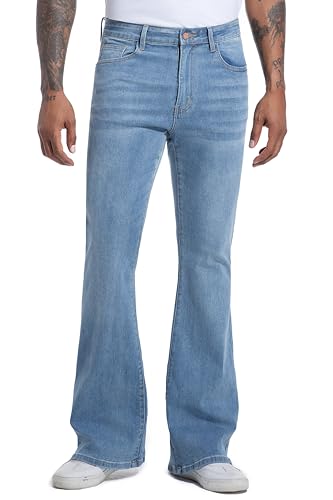 Men's Stretch Slim Fit Bell Bottom Denim Disco Pants Flared Jeans-31 Inseam2