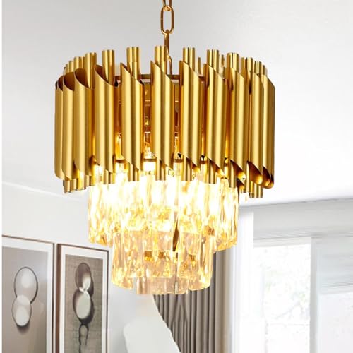 Image of Lyse Decor Chandelier for Living Room Modern Ceiling Light Jhumar for Hall Light for Living Room and Hall Round Jhoomer Show Lights for Home Decoration Ceiling (Gold 300 mm)