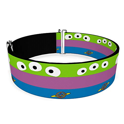 Disney Belt, Cinch Belt Toy Story Alien Bounding Striping Green Purple Blue, 3.0 Inch Wide, Adjustable2