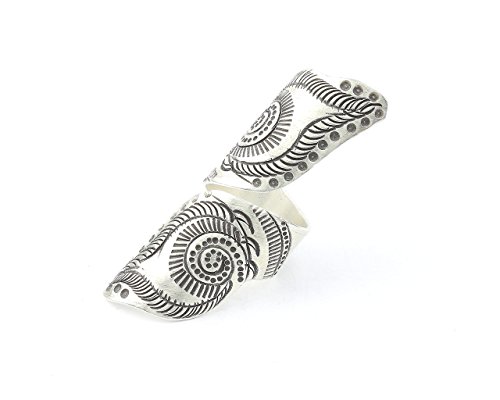 Sterling Silver Inanna Ring, Extra Long, Large, Full Finger, Shield, Statement Piece, Organic, Boho, Hippie, Gypsy, Festival Jewelry #TOP1