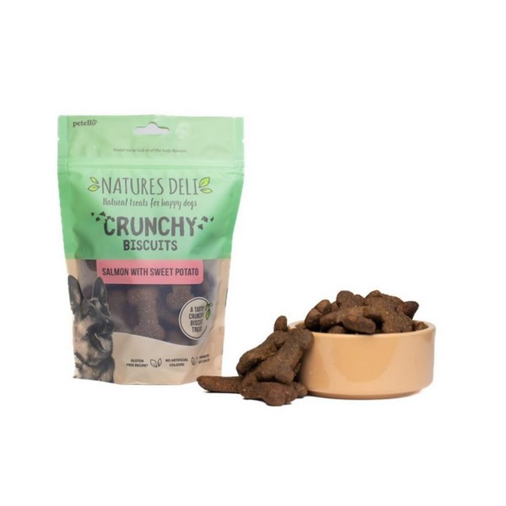 Petello Natures Deli Crunchy Biscuit With Sweet Potato For Dogs - Salmon 225G