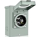 PAULINN 50 Amp Generator Power Inlet Box| NEMA 3R Power Inlet Box|125/250 Volt, 12500W, PB50, SS2-50P, Generator Plug| for Outdoor Receptacle, Generator Outlet| Weatherproof, ETL Listed