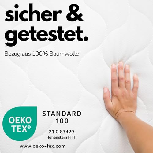 Sämann Laufgitter 100x100 cm mit Matratze - BASIC - 3-fach höhenverstellbar Laufstall Baby Buche weiß/natur