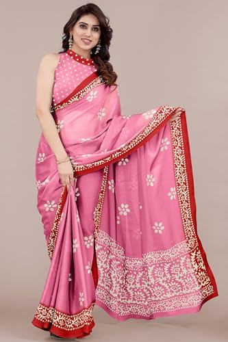 Image of MIRCHI FASHION Saree for Woman Chiffon Batik Printed | Lightweight Daily Wear Women's Office Sari with Blouse Piece (Available in 40 Colours)