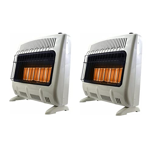 Mr. Heater Corporation F299830 Vent-Free 30,000 BTU Radiant Propane Heater, Heats Up to 500 SqFt Indoor Outdoor w/Battery Powered Ignition (2 Pack)