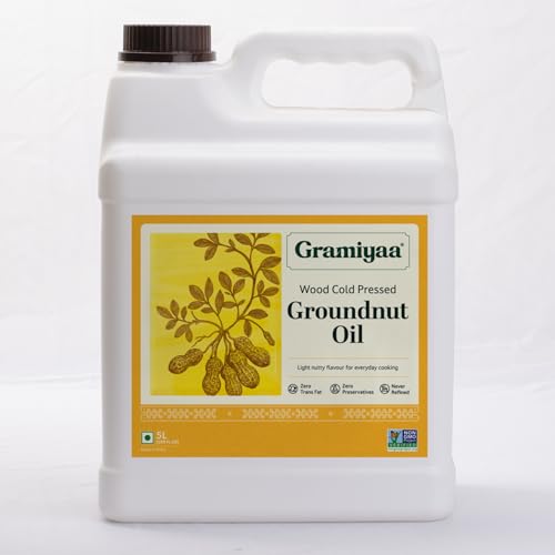 Image of Gramiyaa Cold Pressed Groundnut Oil 5 Litre | Traditionally Extracted | Chemical-free, Zero Trans-fat Cooking Oil | Unrefined Oil | Kachi Ghani Peanut oil for Cooking