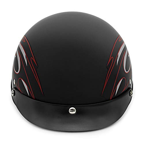 Vcan Cruiser Solid Flat Black Half Face Motorcycle Helmet (Red Blade, Large) #TOP3