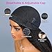 Moxuan Kinky Straight Half Wig Synthetic Hair 3 in 1 Seamless Flip Over Half Wigs Glueless Wear and Go Beginner Friendly Clip In Hair Drawstring Headband Wig Natural Black Color for Women 20 Inch