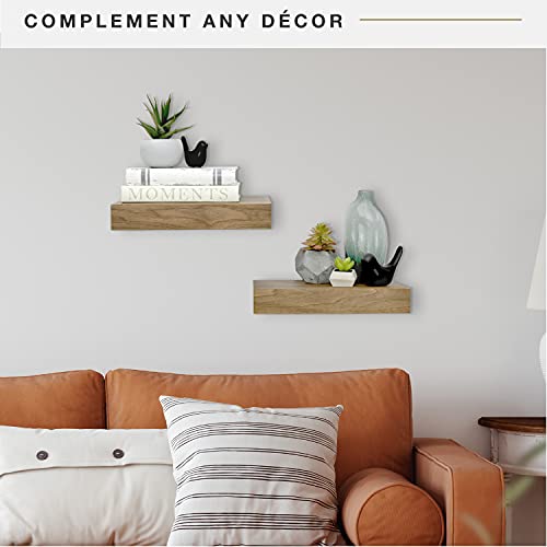 Image of MCS Floating Shelf, Room Decor Wooden Shelf, Walnut Woodgrain, 12 x 8 Inch, Set of 2