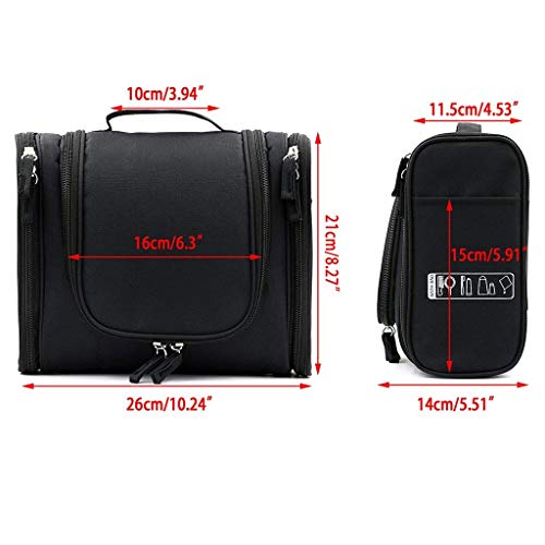 Image of ERHETUS Multifunctional Extra Large 20 Cms Cosmetic Bag for Travel | Makeup Organiser for Accessories for Women | Waterproof Household Grooming Kit Storage Bags with Hook for Hanging for Men - Black