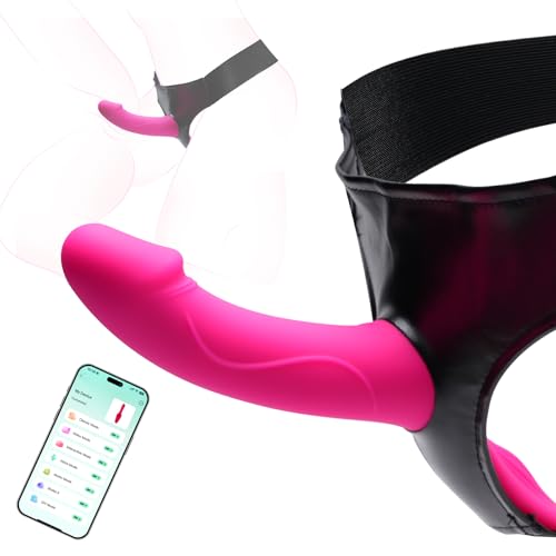 Adult Sex Toys Strap On Dildo Vibrator Lesbian Sex Toy, APP Adult Toys Dildos with 9 Vibrations G Spot Clit Stimulation Vibrators, Strapon Vibradores Sex Novelties Couples Women Sex Toys