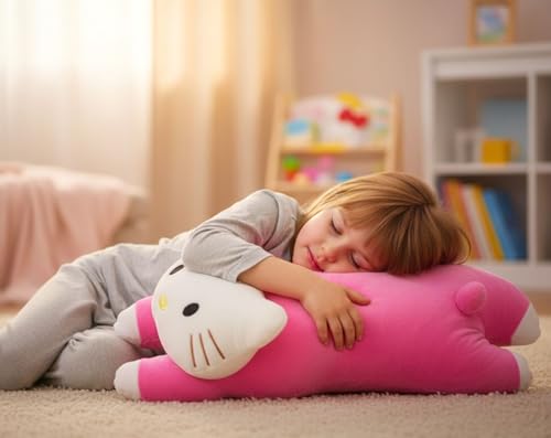 Image of Tickles Cute Kitty Cat Soft Stuffed Plush Animal Bloster Pillow Cushion for Kids Boys & Girls Birthday Gift (Size: 48 cm Color: Pink)