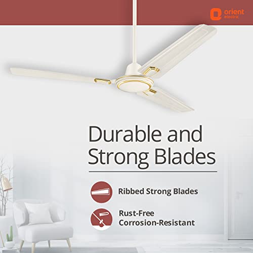 Image of Orient Electric Pacific Air Deco Ceiling Fan for Home | High Speed | Durable and Strong | 400 RPM | Decorative Fan | 1200mm (Ivory, Pack of 1)