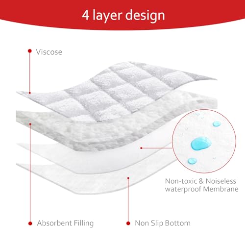Moonsea Quilted Thicker Changing Pad Liner 3 Pack Waterproof, Fit for Changing Table Liners are Warm On a Baby's Back Non-Slip Design Reusable Pads Machine Washable, White