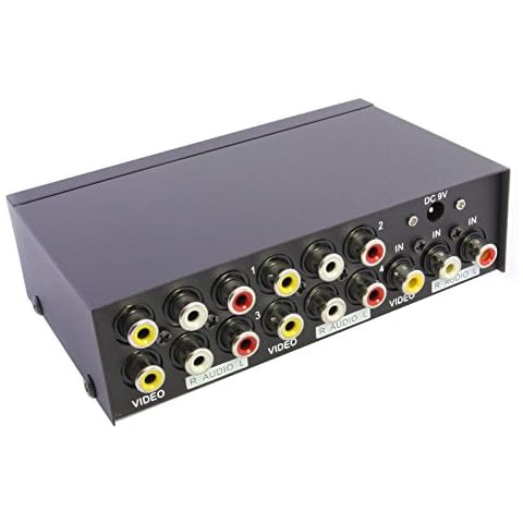 axGear 4 Port RCA Video Audio AV 1 in 4 Out TV Splitter Box 1 to 4 Screen Cover