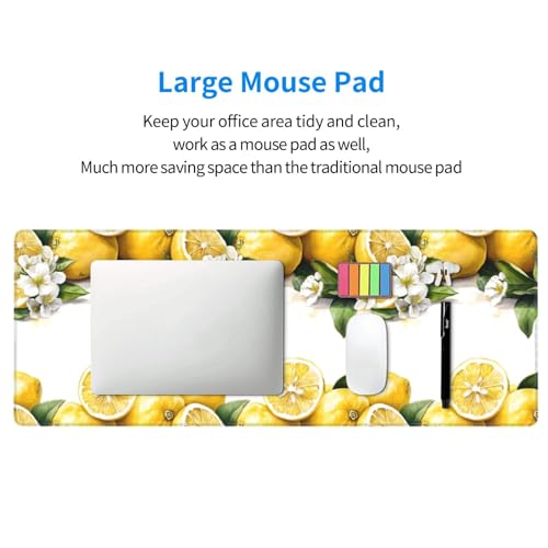 Tapis de souris fleur blanche citron pour embellir votre sous-main de bureau