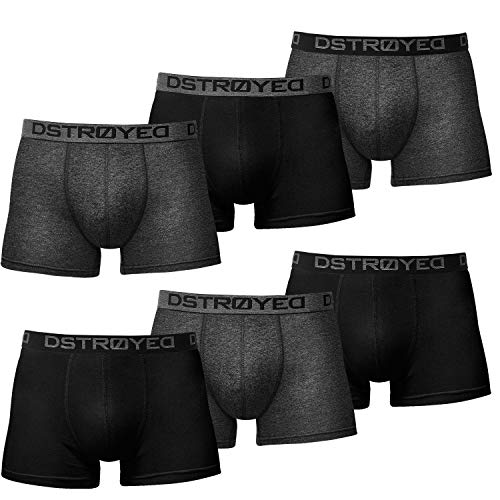 DSTROYED ® Calzoncillos tipo bóxer para hombre, paquete de 10, 12, 15 y 8 unidades, S-5XL, calzoncillos para hombre, 606e Set de 6 Antracita/Negro, XL