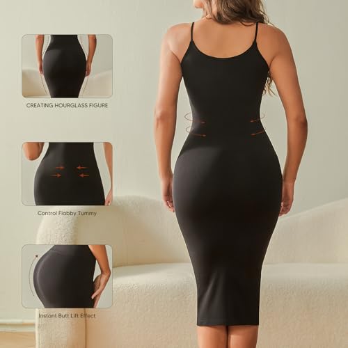 Women Summer Bodycon Dress for Women Sleeveless Casual Party Tummy Control Shapewear Slip Dress Midi Body Shaper2