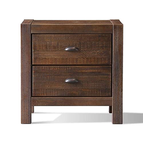 Rustic Nightstand Provides Classic Style & Contemporary Function. 2 Drawer Bed Organizer Features Spacious Storage Compartments For Your Bedroom. Solid Wood In Distressed Walnut Creates Timeless Feel. #TOP2