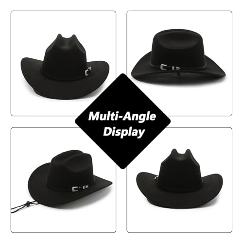 Chapeau de cowboy en feutre noir idéal pour festivals country et soirées entre amis - 3