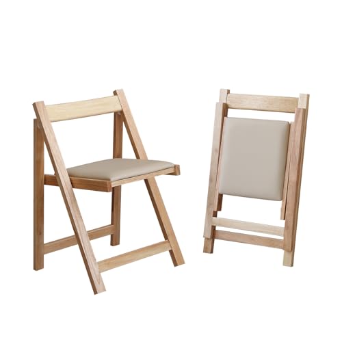 COMUHOME Folding Dining Chairs Set of 2, Foldable Wood Kitchen Chairs with Padded Seat for Dinner, Party, Wedding, Picnic Events, Small Space