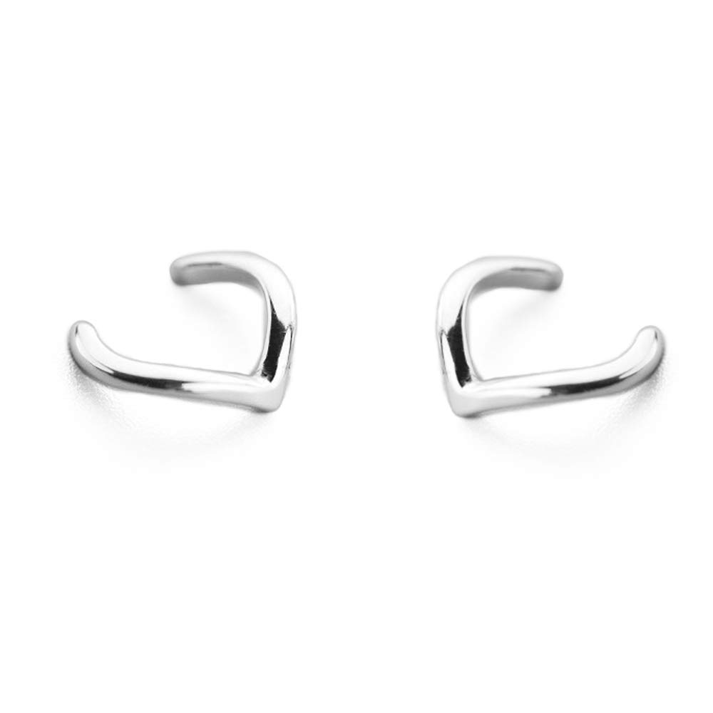 V Shaped Ear Cuff Wrap S925 Sterling Silver Clip On Minimalist Small Hoop Earrings for Women Cartilage Non Pierced Ear Dainty Huggie Hoops Unique Jewelry Gifts for BFF Daughter Birthday