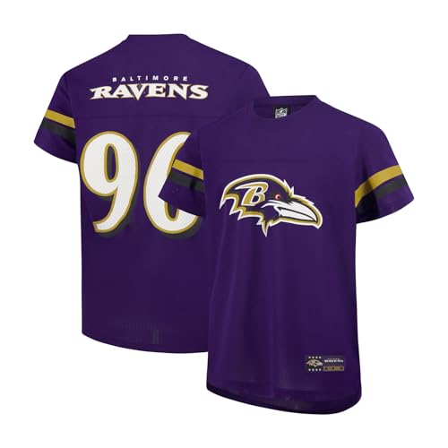 Ultra Game NFL Official Youth Super Soft Game Day Mesh Jersey Shirt, Baltimore Ravens, Team Color, 14-16
