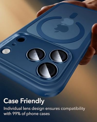 Image of OpenTech Premium Camera Lens Protector Compatible For iPhone 17 Pro / 17 Pro Max (Deep Blue) - 9H Tempered Glass, Military-Grade Anti-Scratch, Case-Friendly, Easy Install Frame
