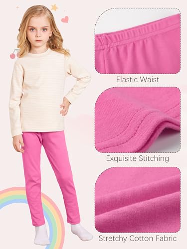 4 Pack Leggings for Girls Kids Girls Thick Leggings Cotton Pants Full Length Stretchy4