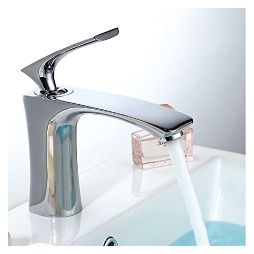 Grifo de cuenca oro y blanco monomando con flujo de agua fría eficiente