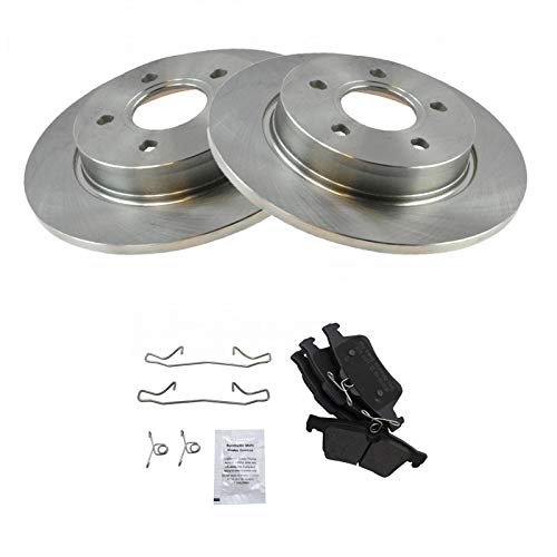 Image of TRQ Rear Brake Pad and Rotor Set Semi Metallic Solid Rotors | For 2012-2018 Ford Focus