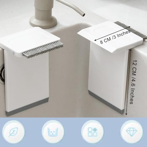 Image of Ouliget Kitchen Sink Squeegee and Countertop Brush,3 in 1 Mini Squeegee Sponge Countertop Dirt Cleaning Brush,Multi Purpose Compact Brush Cleans Wet and Dry Spills