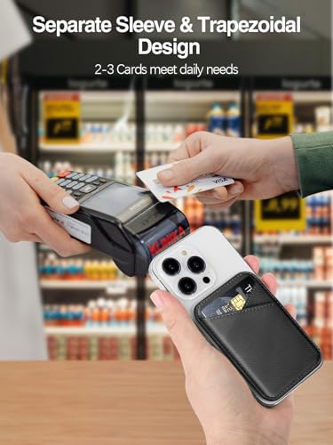 Image of Miroddi for MagSafe Wallet, Strongest Magnetic Card Holder for iPhone 17 /16 /15 /14 /13 /12 Series, Ultra-Thin Leather Magnetic Phone Wallet with 2 Card Slots, RFID Blocking, Carbon Fiber Black