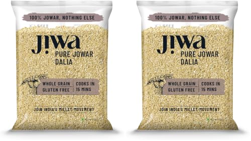 Image of Jiwa Pure Jowar Dalia | 500 G | Cooks In 15 Minutes | Millet | Broken Sorghum /Jonna Daliya | Gluten Free (Pack of 2)
