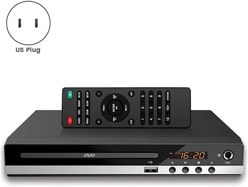 DVD Player High-Defination 1080P Home DVD Player Box for TV DVD229 HD DVD Player CD-Discs Player AV Output MIC-Port US Plug